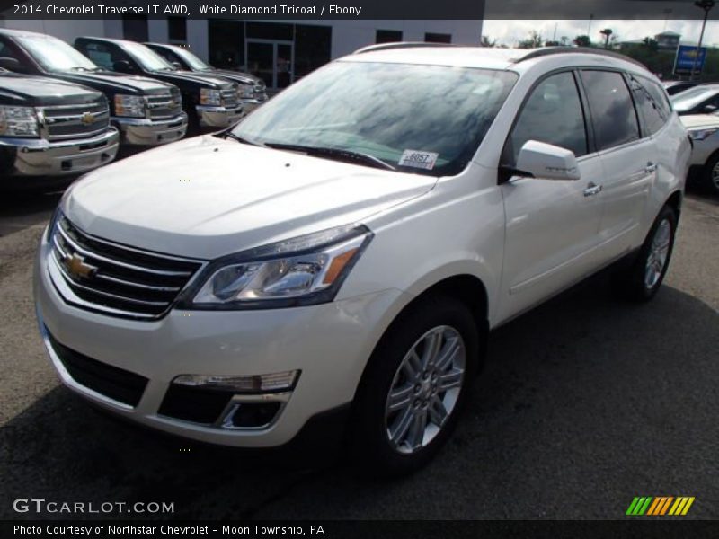 White Diamond Tricoat / Ebony 2014 Chevrolet Traverse LT AWD