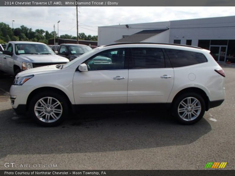 White Diamond Tricoat / Ebony 2014 Chevrolet Traverse LT AWD