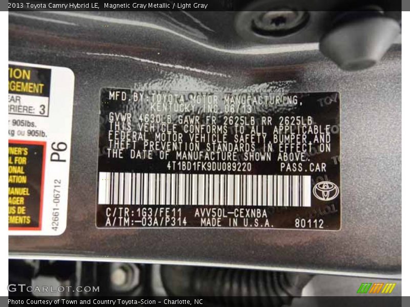 Magnetic Gray Metallic / Light Gray 2013 Toyota Camry Hybrid LE