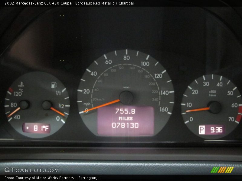 Bordeaux Red Metallic / Charcoal 2002 Mercedes-Benz CLK 430 Coupe