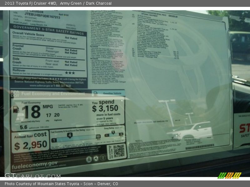 Army Green / Dark Charcoal 2013 Toyota FJ Cruiser 4WD