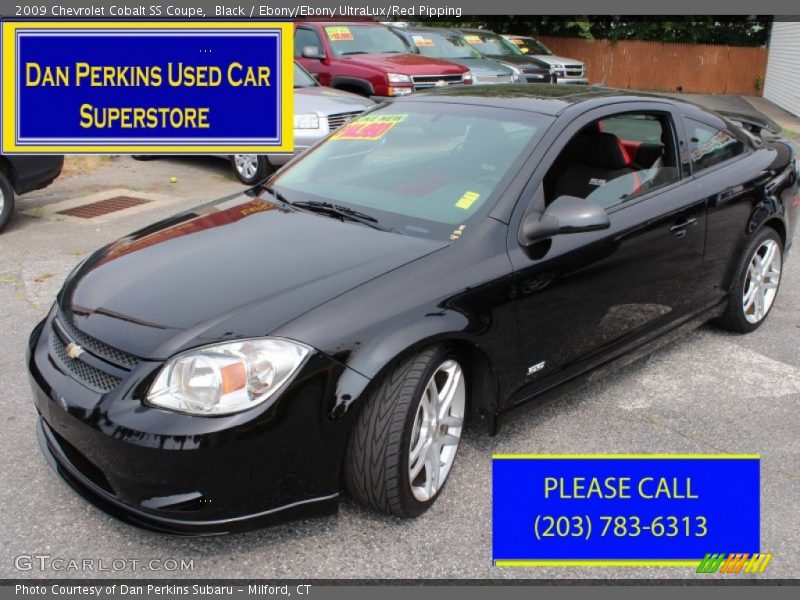 Black / Ebony/Ebony UltraLux/Red Pipping 2009 Chevrolet Cobalt SS Coupe