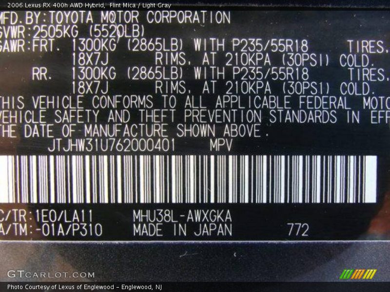 Flint Mica / Light Gray 2006 Lexus RX 400h AWD Hybrid