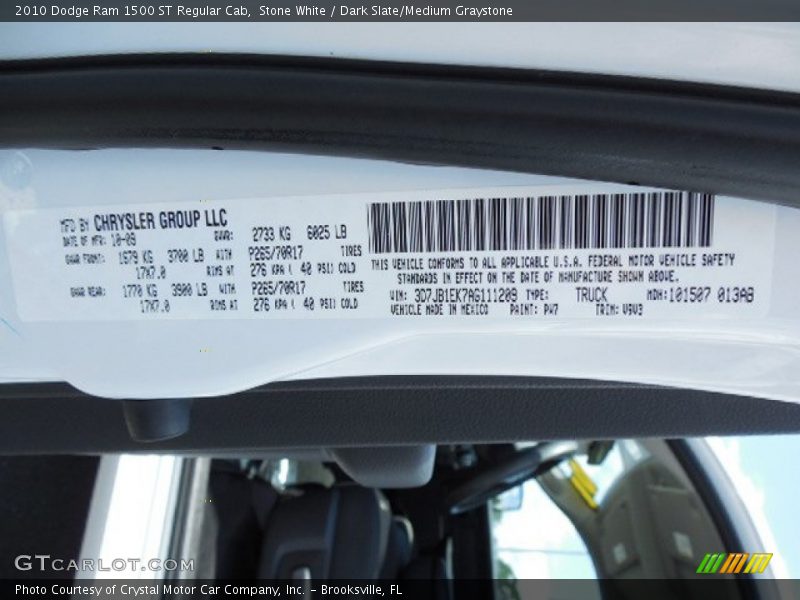 Stone White / Dark Slate/Medium Graystone 2010 Dodge Ram 1500 ST Regular Cab