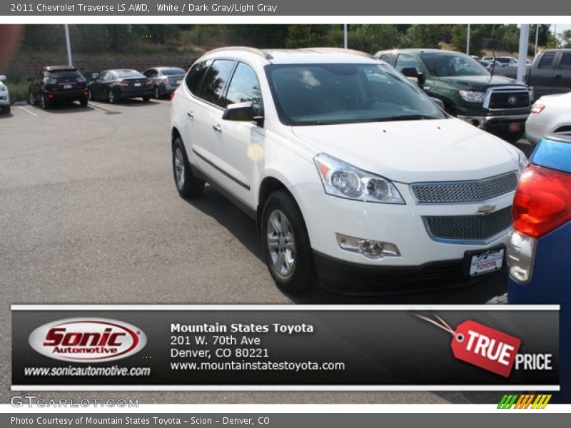 White / Dark Gray/Light Gray 2011 Chevrolet Traverse LS AWD