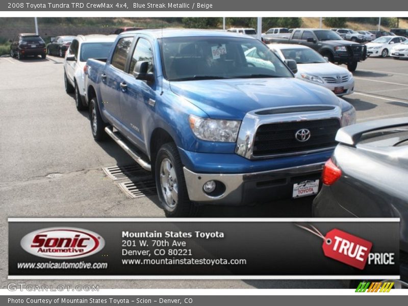 Blue Streak Metallic / Beige 2008 Toyota Tundra TRD CrewMax 4x4