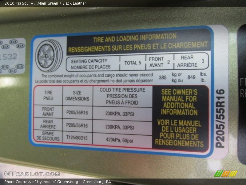 Alien Green / Black Leather 2010 Kia Soul +