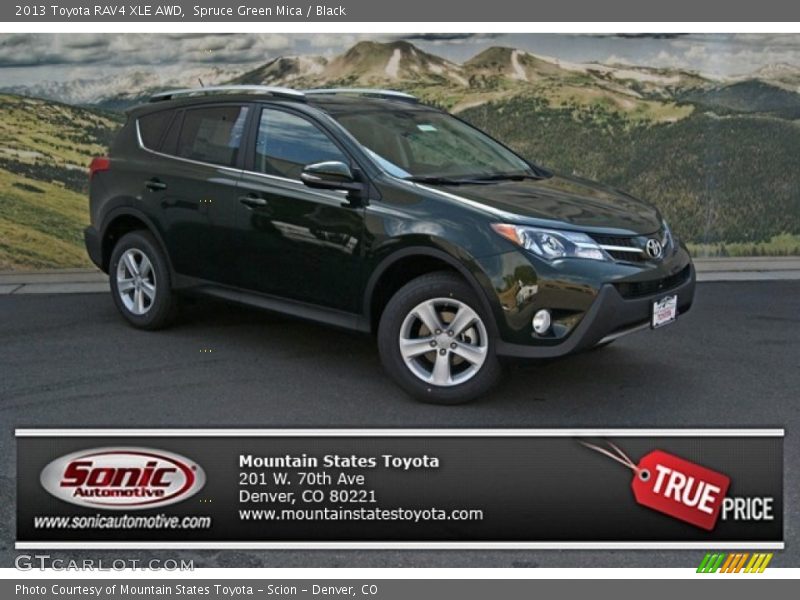 Spruce Green Mica / Black 2013 Toyota RAV4 XLE AWD