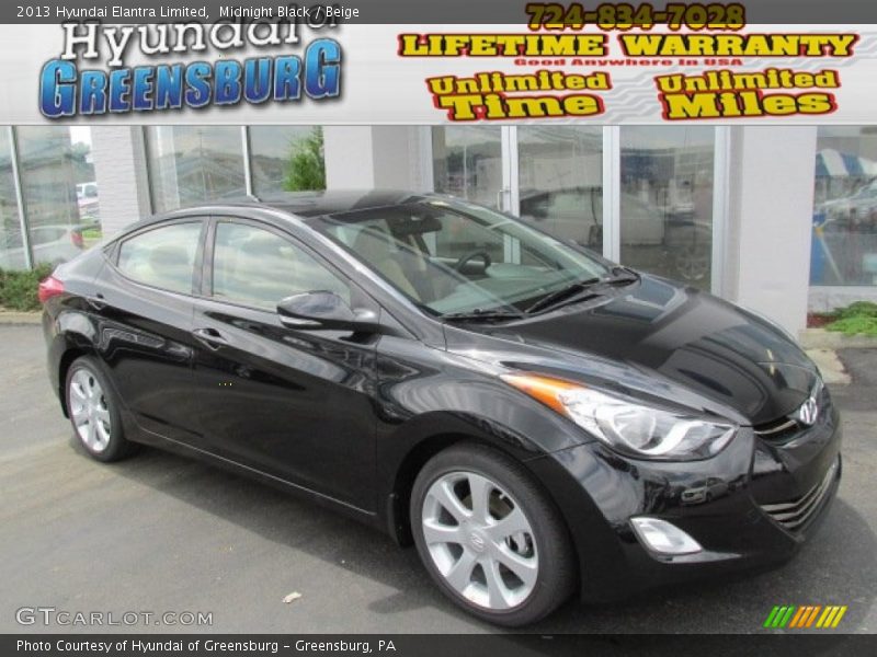 Midnight Black / Beige 2013 Hyundai Elantra Limited