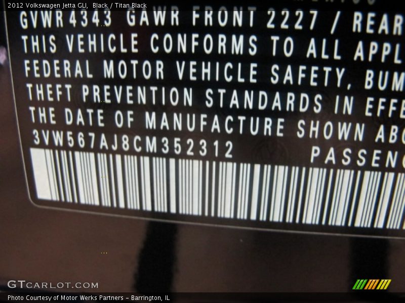 Black / Titan Black 2012 Volkswagen Jetta GLI