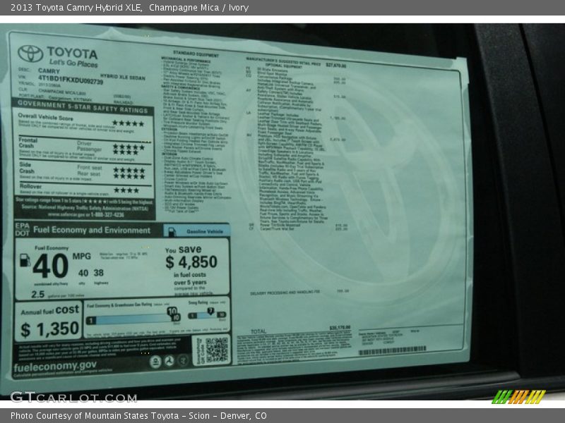 Champagne Mica / Ivory 2013 Toyota Camry Hybrid XLE
