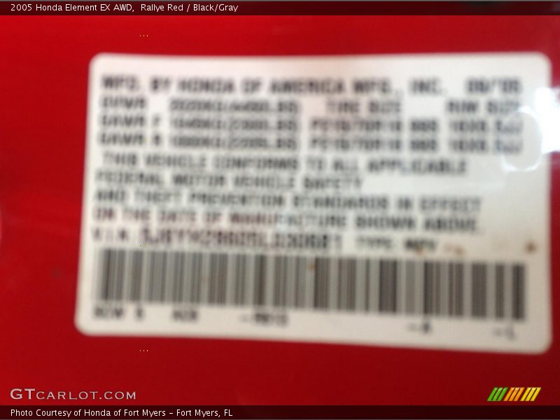 Rallye Red / Black/Gray 2005 Honda Element EX AWD