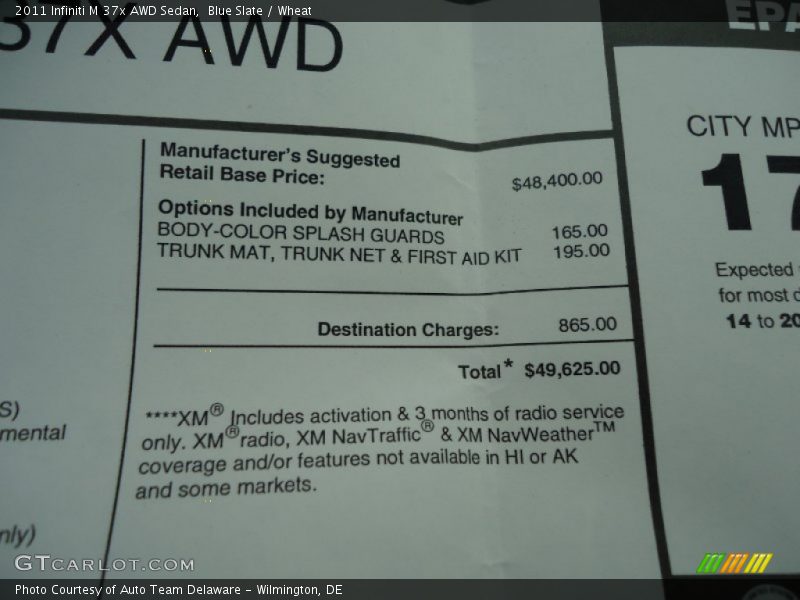 Blue Slate / Wheat 2011 Infiniti M 37x AWD Sedan