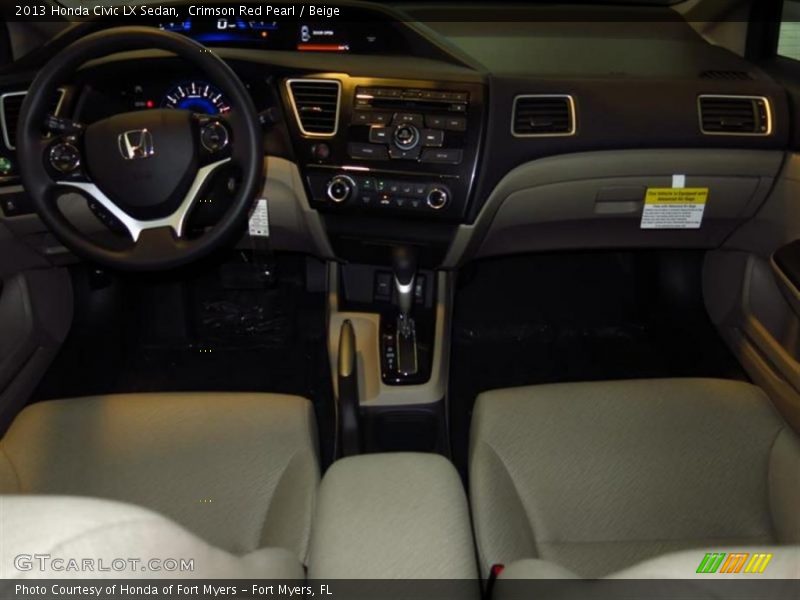 Crimson Red Pearl / Beige 2013 Honda Civic LX Sedan