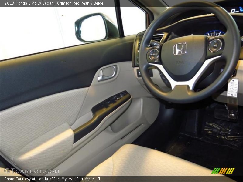 Crimson Red Pearl / Beige 2013 Honda Civic LX Sedan