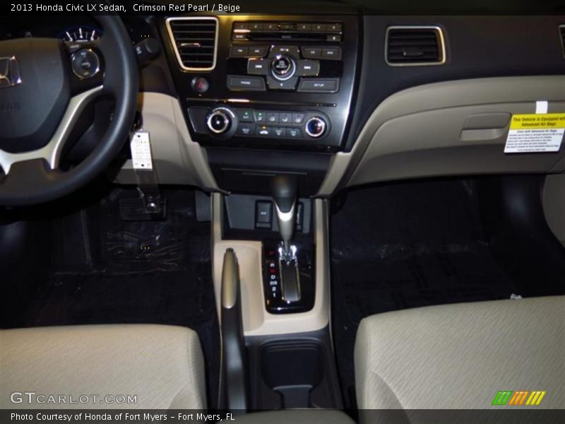 Crimson Red Pearl / Beige 2013 Honda Civic LX Sedan