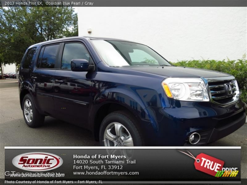 Obsidian Blue Pearl / Gray 2013 Honda Pilot EX
