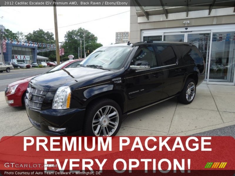 Black Raven / Ebony/Ebony 2012 Cadillac Escalade ESV Premium AWD