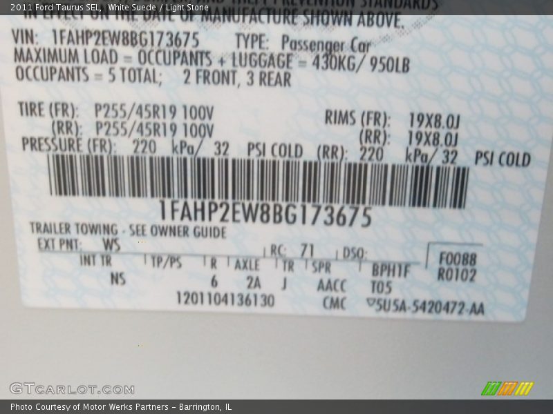 White Suede / Light Stone 2011 Ford Taurus SEL