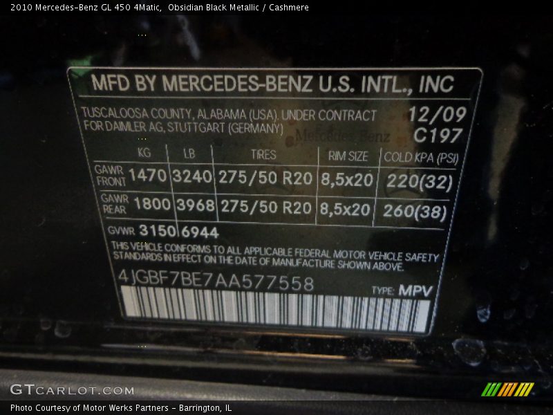 Obsidian Black Metallic / Cashmere 2010 Mercedes-Benz GL 450 4Matic