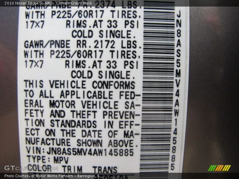 Gotham Gray / Black 2010 Nissan Rogue SL AWD