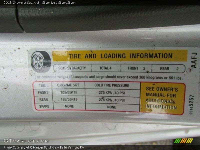 Info Tag of 2013 Spark LS