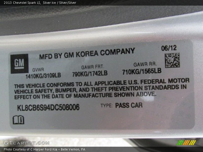 Info Tag of 2013 Spark LS
