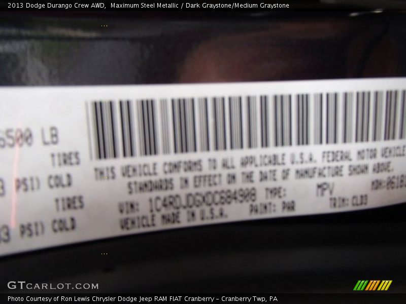 Maximum Steel Metallic / Dark Graystone/Medium Graystone 2013 Dodge Durango Crew AWD