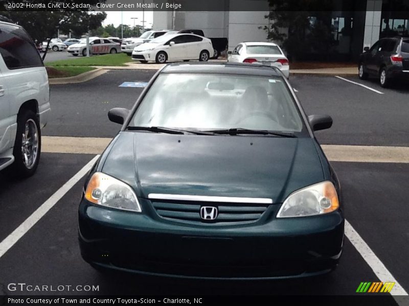 Clover Green Metallic / Beige 2002 Honda Civic LX Sedan
