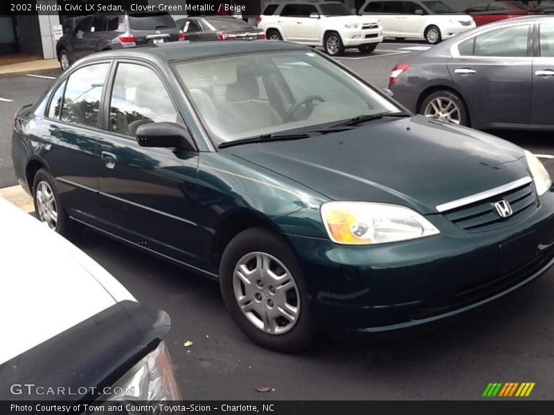 Clover Green Metallic / Beige 2002 Honda Civic LX Sedan