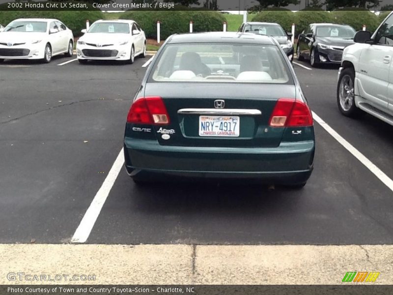 Clover Green Metallic / Beige 2002 Honda Civic LX Sedan