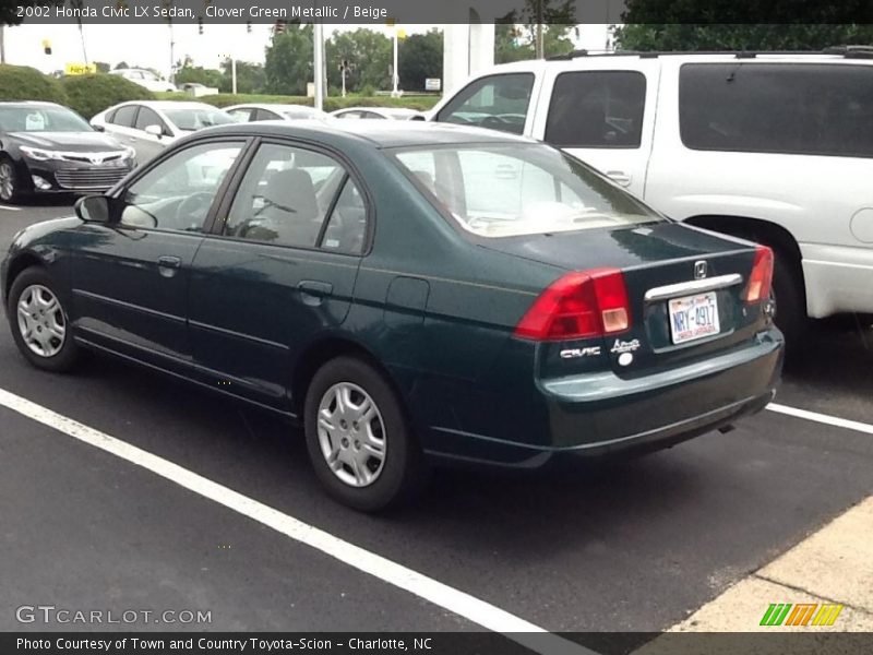 Clover Green Metallic / Beige 2002 Honda Civic LX Sedan