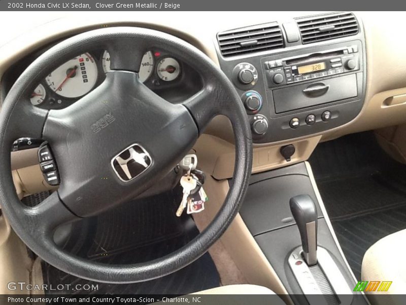 Clover Green Metallic / Beige 2002 Honda Civic LX Sedan