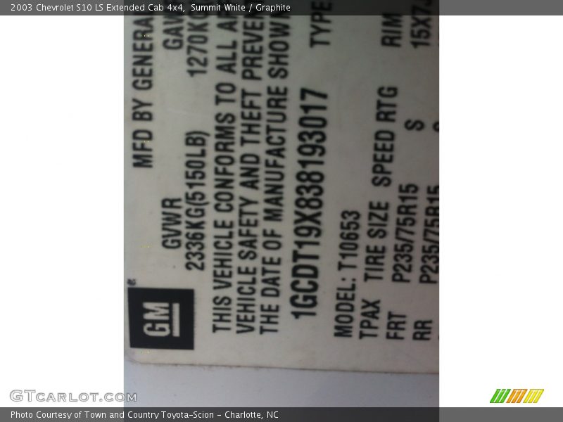 Summit White / Graphite 2003 Chevrolet S10 LS Extended Cab 4x4