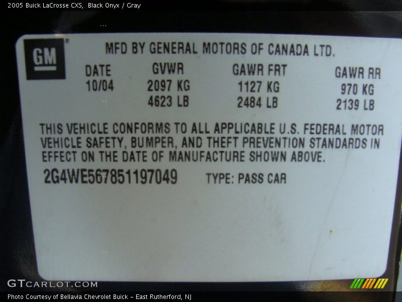 Black Onyx / Gray 2005 Buick LaCrosse CXS