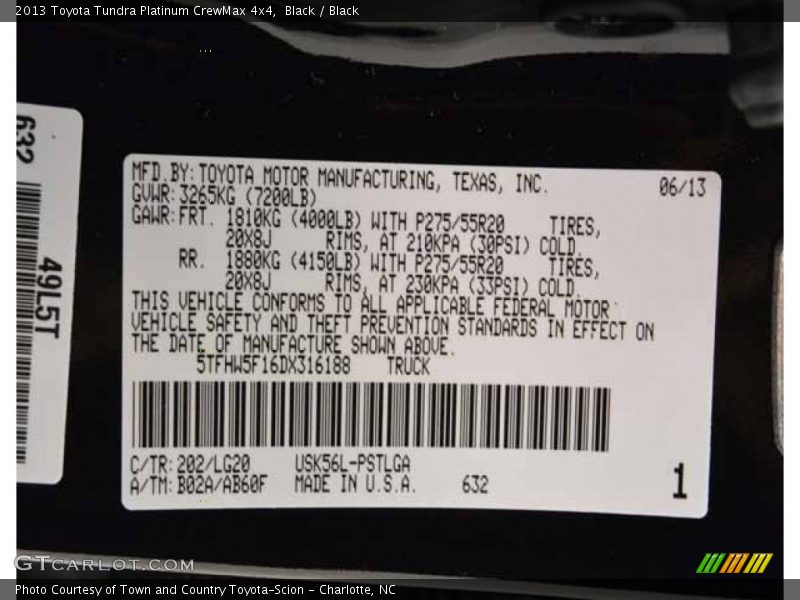 Black / Black 2013 Toyota Tundra Platinum CrewMax 4x4