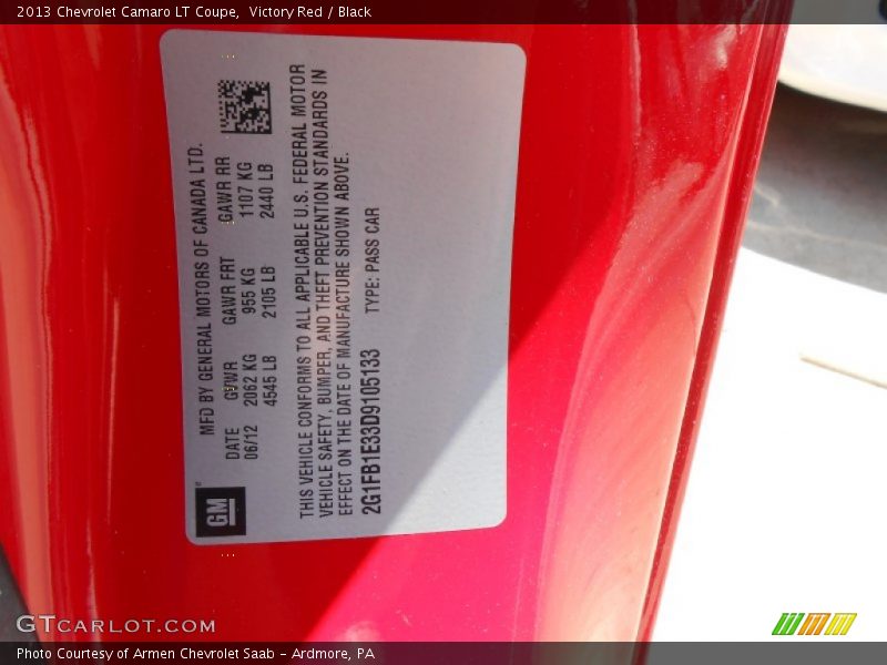 Victory Red / Black 2013 Chevrolet Camaro LT Coupe