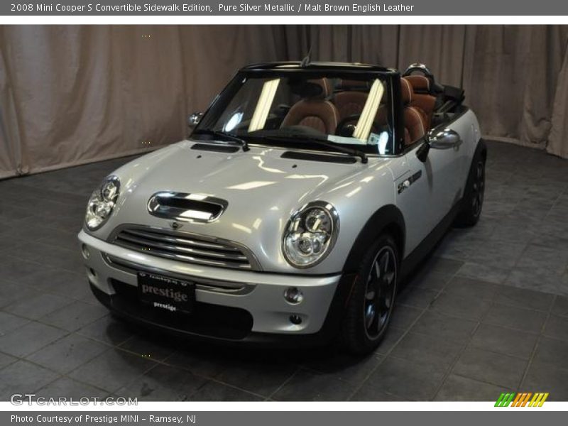 Pure Silver Metallic / Malt Brown English Leather 2008 Mini Cooper S Convertible Sidewalk Edition