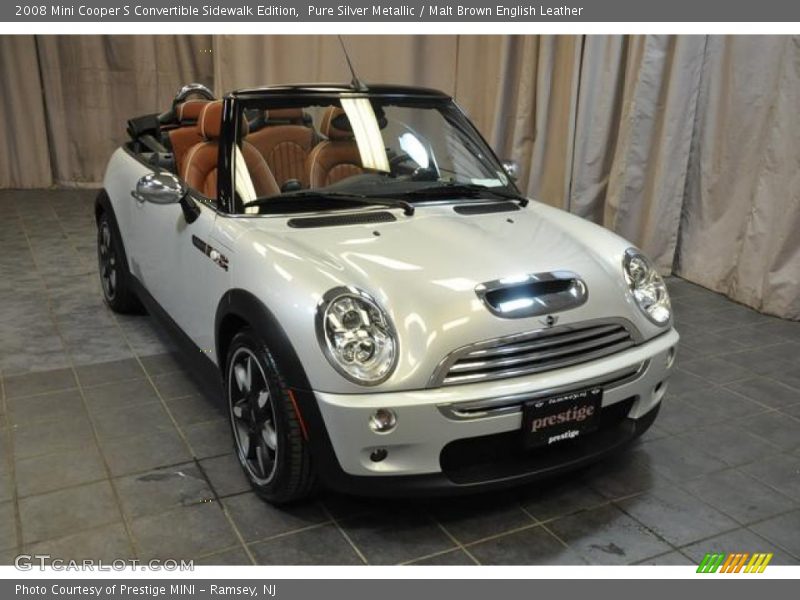 Pure Silver Metallic / Malt Brown English Leather 2008 Mini Cooper S Convertible Sidewalk Edition