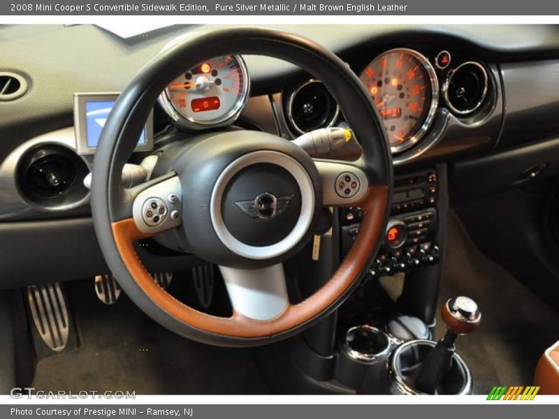 Pure Silver Metallic / Malt Brown English Leather 2008 Mini Cooper S Convertible Sidewalk Edition
