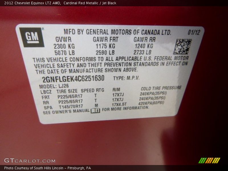 Cardinal Red Metallic / Jet Black 2012 Chevrolet Equinox LTZ AWD