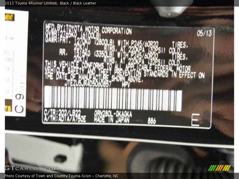 Black / Black Leather 2013 Toyota 4Runner Limited