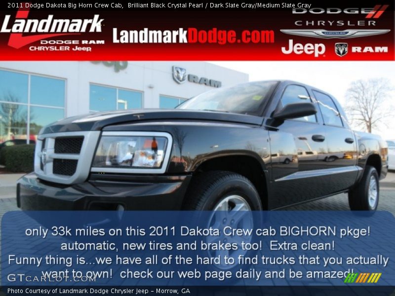 Brilliant Black Crystal Pearl / Dark Slate Gray/Medium Slate Gray 2011 Dodge Dakota Big Horn Crew Cab