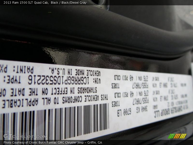 Black / Black/Diesel Gray 2013 Ram 1500 SLT Quad Cab