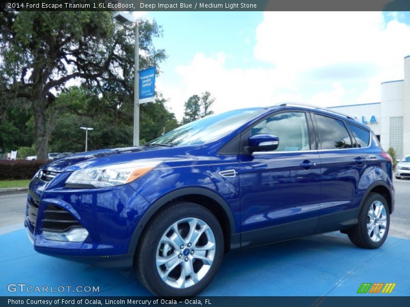 Deep Impact Blue / Medium Light Stone 2014 Ford Escape Titanium 1.6L EcoBoost