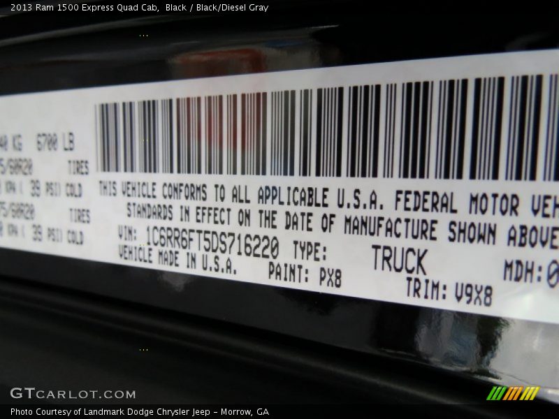 Black / Black/Diesel Gray 2013 Ram 1500 Express Quad Cab