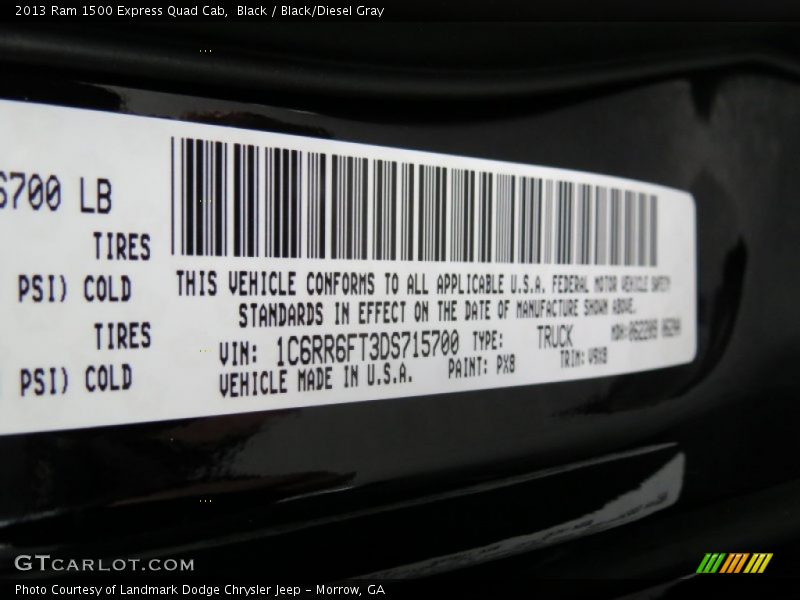 Black / Black/Diesel Gray 2013 Ram 1500 Express Quad Cab