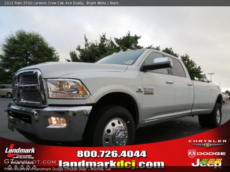 Bright White / Black 2013 Ram 3500 Laramie Crew Cab 4x4 Dually