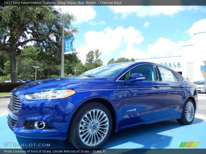 Deep Impact Blue Metallic / Charcoal Black 2013 Ford Fusion Hybrid Titanium