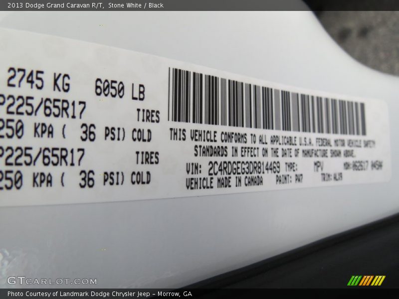 Stone White / Black 2013 Dodge Grand Caravan R/T